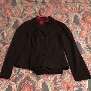 2 Piece Pant Business Suit Red Gray Strip